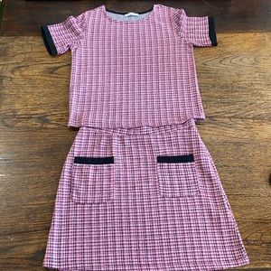 Zara Pink and Black Midi Skirt Set